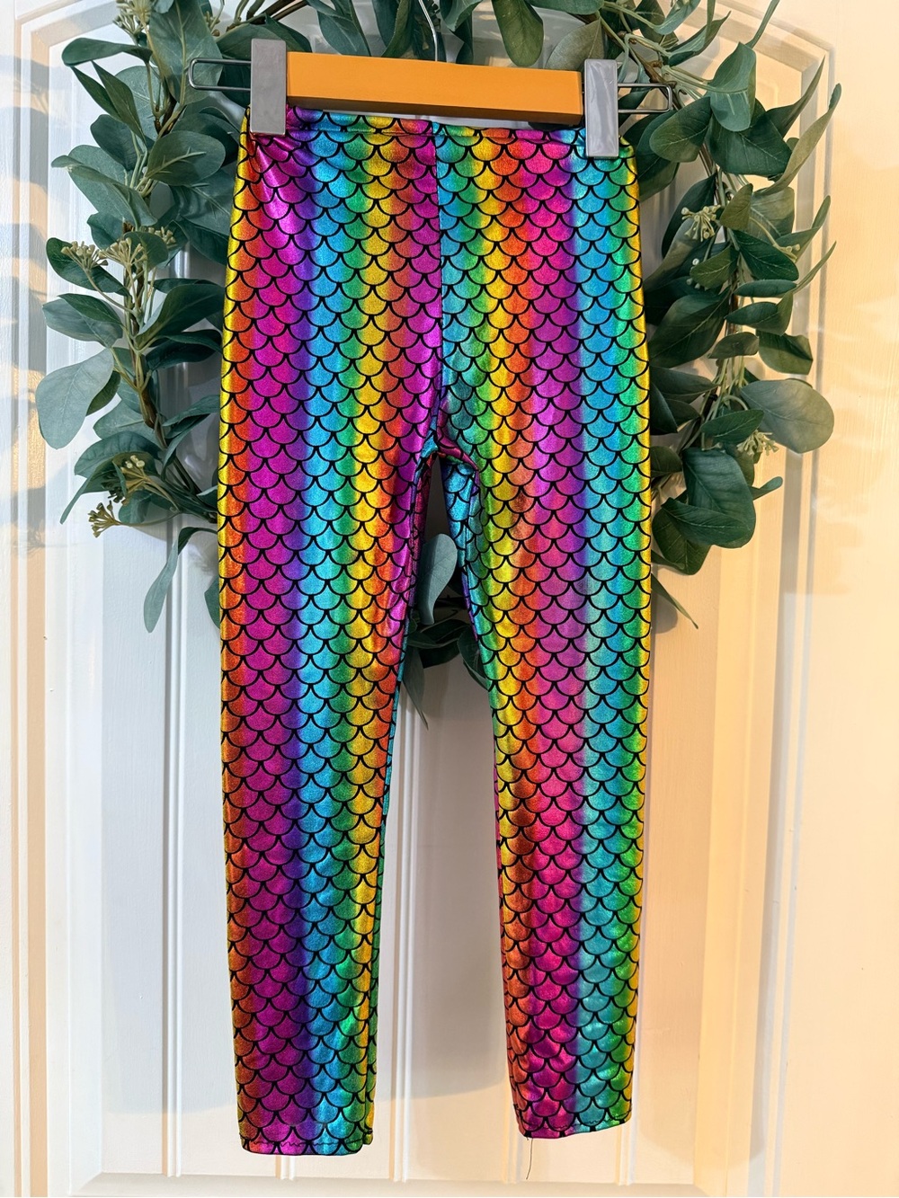 💫10/$25 • Girls Rainbow Mermaid Scale Leggings - Multicolor
